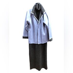 Marconi 2pc Grey Turtleneck Short Sleeve Dress w/ Purple Long Sleeve Jacket Sz S